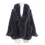 ショッピング毛皮 ノーブランド 美品 ポンチョ 毛皮 ミンクファー ブルーフォックスファー 紺 ネイビー /AE ■GY18 レディース