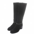 シャネル CHANEL ロングブーツ スエード キルティング チェーン ココマーク 38C 24.5cm 黒 ブラック G35090 /XZ ■GY18 レディース