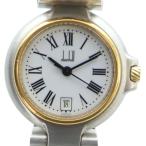 ダンヒル dunhill ジャンク品 ミレニアム ウォッチ 腕時計 クォーツ ローマン 白文字盤 デイト カレンダー付き コンビカラー 銀色 金色