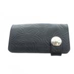 エヴィス EVISU ど根性ウォレット 長財布 二つ折り レザー ロゴ カモメ 型押し コンチョボタン 黒 ブラック ■GY11 /MQ メンズ