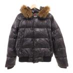 モンクレール MONCLER G32-003 ダウンジャケット ロゴ フード  コヨーテファー 1 紺 ネイビー /JS ■GY18 メンズ