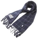 未使用品 ポロ ラルフローレン POLO RALPH LAUREN タグ付き チェックマフラー ストール フリンジ ポニー刺繍 紺 ネイビー