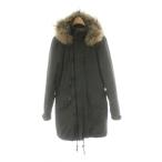 ショッピングBURBERRY バーバリーブラックレーベル BURBERRY BLACK LABEL モッズコート L カーキ 長袖 フード ファー付き ロング丈 アウター ノバチェック