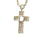 ショッピングdior クリスチャンディオール Christian Dior ネックレス 十字架 クロス Dロゴ アクセサリー ペンダント ゴールドカラー 金色 レディース