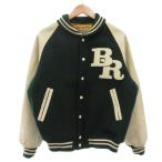 ブルーリッジ BLUE RIDGE スタジャン ブルゾン カウレザー 牛革 袖切替 ワッペン L 緑 グリーン 白 ホワイト /GV ■GY18 メンズ