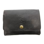 イルビゾンテ IL BISONTE 二つ折り財布 ウォレット 小銭入れあり レザー ロゴ 黒 ブラック /FF ■GY18