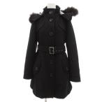 バーバリーブルーレーベル BURBERRY BLUE LABEL トレンチコート ラクーンファー ミドル丈 ベルト アンゴラ混 38 黒 ブラック