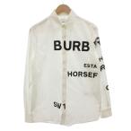 ショッピングBURBERRY バーバリー BURBERRY シャツ カジュアル XS 白 ホワイト 黒 ブラック 長袖 文字プリント レギュラーカラー 8023776 /FF ■GY18 メンズ