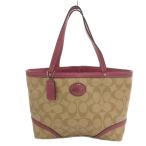 コーチ COACH ハンドバッグ 手提げ PVC レザー シグネチャー ロゴ 総柄 ベージュ ピンク F47367 /FF ■GY13 レディース