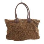 ボッテガヴェネタ BOTTEGA VENETA トートバッグ アニマル柄 レオパード柄 ロゴ 茶 ブラウン /FF ■GY13 レディース