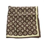  Louis Vuitton LOUIS VUITTON большой размер шарф палантин Logo монограмма шелк шелк чай Brown слоновая кость #GY18 /MQ #OH женский 