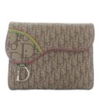  Christian Dior Christian Dior обложка для записной книжки три складывать Jaguar do парусина кожа Toro ta- Logo общий рисунок бежевый 