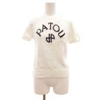 パトゥ PATOU ジャカード ニット トップス セーター オーガニック コットン 混紡 半袖 ロゴ 起毛 M 白 ホワイト /JS ■GY18 レディース