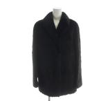 ショッピング毛皮 ノーブランド品 毛皮コート 長袖 ブラックミンクファー ミドル 総裏地 ネーム刺繍入り 黒 ブラック ■GY18 /MQ レディース