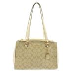 コーチ COACH トートバッグ ワンショルダー PVC レザー シグネチャー 総柄 ロゴ ゴールド金具 ベージュ 白 ホワイト 77881