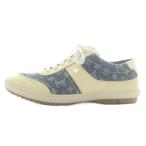 ルイヴィトン LOUIS VUITTON スニーカー モノグラムデニム エナメル ローカット ロゴ 37.5 24.5cm 黄色 イエロー インディゴ