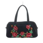 フェイラー FEILER ハンドバッグ ミニトート 花柄 シュニール織 ロゴ 黒 ブラック ■GY18 /MQ レディース