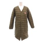 ダントン DANTON ダウンジャケット ノーカラー ロング ロゴワッペン パッカブル 36 カーキ /TZ ■GY11 レディース