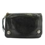 クロムハーツ CHROME HEARTS 2ZIP ウォレット 財布 二つ折り レザー ストラップ社外製 ロゴ 黒 ブラック /XZ ■GY11 メンズ