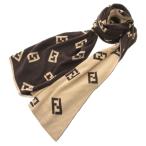 フェンディ FENDI マフラー ストール ズッカ柄 バイカラー ウール 茶 ブラウン ベージュ /FF ■GY18 レディース