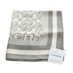 未使用品 コーチ COACH 大判スカーフ タグ付き ストール ロゴ シグネチャー 絹 シルク グレー ■GY11 /MQ レディース