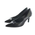 ルイヴィトン LOUIS VUITTON パンプス ハイヒール ポインテッドトゥ ロゴ リボン 38 24.5cm 黒 ブラック ■GY18 /MQ ■OH レディース