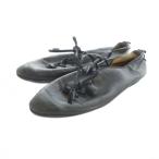 エルメス HERMES バレエシューズ ロゴ レザー フラット 36.5 23.5cm 黒 ブラック ■GY40 /MQ ■OH レディース