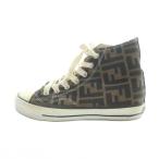 フェンディ FENDI スニーカー シューズ 靴 ロゴ キャンバス 37 24cm 茶 ブラウン ■GY18 /MQ ■OH レディース