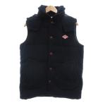 ダントン DANTON × ビームス BEAMS ダウンベスト ジャケット フード付き ウール くるみボタン ロゴワッペン 42 紺 ネイビー JD-8562