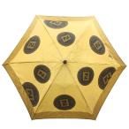 フェンディ FENDI 雨傘 アンブレラ 折りたたみ傘 ロゴ 総柄 ゴールド色 黒 ブラック /XZ ■GY18 レディース