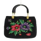 フェイラー FEILER ハンドバッグ シュニール織 花柄 ロゴ 黒 ブラック /XZ ■GY18 レディース