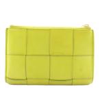 ショッピングボッテガ ボッテガヴェネタ BOTTEGA VENETA カセット 財布 二つ折り レザー マキシイントレチャート キウイ イエローグリーン