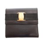 サルヴァトーレフェラガモ Salvatore Ferragamo ヴァラ VARA 二つ折り財布 ウォレット 小銭入れあり 型押しレザー 革 黒 ブラック /FF  ■G