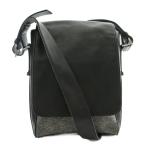 ヒューゴボス HUGO BOSS ショルダーバッグ メッセンジャー ウール レザー 黒 ブラック グレー /XZ ■GY18 メンズ