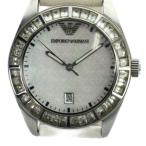  Emporio Armani EMPORIO ARMANI AR-0529 наручные часы часы кварц стразы ракушка циферблат кожаный ремень календарь имеется 