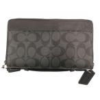  Coach COACH F66562 путешествие бур nai The - ручная сумочка клатч бумажник длинный кошелек signature чёрный черный серый 