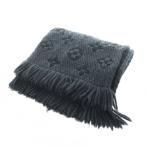 ルイヴィトン LOUIS VUITTON エシャルプ・ロゴマニア M72431 マフラー ストール アニマル柄 シルク混 モノグラム フリンジ グレー 黒