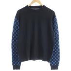 ルイヴィトン LOUIS VUITTON 23SS モノグラムスリーブ クルーネックニット セーター 長袖 モノグラム柄 XS 紺