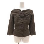 ショッピングdior クリスチャンディオール Christian Dior ジャケット 38 黒 ブラック ベージュ ドット柄 オフショルダー 七分袖 /JS ■GY18