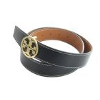 トリーバーチ TORY BURCH ベルト ロゴ レザー 革 ゴールド金具 黒 ブラック ■GY18 /MQ レディース