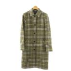 バーバリー ロンドン BURBERRY LONDON ステンカラーコート チェック柄 ウール ロング 40 グリーン /HK ■GY18 レディース