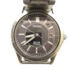  Seiko SEIKO V145-0AZ0 наручные часы часы солнечный чёрный циферблат серебряный цвет #GY11 /MQ мужской 
