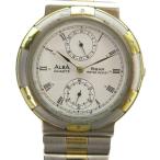  Seiko Alba ALBA утиль V254-0110 наручные часы часы кварц белый циферблат хронограф Gold цвет серебряный цвет мужской 