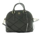 トリーバーチ ロビンソン ステッチ ミニ ドーム サッチェル 2WAYバッグ ハンド ショルダー ロゴ ステッチ レザー 黒 ブラック /SS ■OS