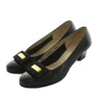 サルヴァトーレフェラガモ Salvatore Ferragamo パンプス ラウンドトゥ ヴァラリボン 7C 24.5cm 黒 57712 /MI ■GY18 レディース