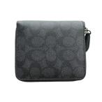 コーチ COACH CBH73 ジップ アラウンド コイン ウォレット シグネチャー キャンバス 二つ折り財布 ラウンドファスナー レザー PVC 黒