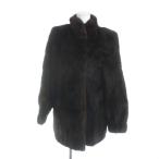 ノーブランド品 毛皮コート ミンクファー ミドル 総裏地 長袖 茶 ブラウン ■GY11 /MQ レディース