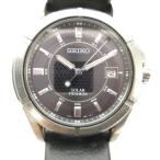  Seiko SEIKO v145-0AX0 наручные часы часы солнечный чёрный циферблат календарь имеется Date серебряный цвет #GY11 /MQ мужской 