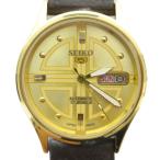 セイコー SEIKO 5 ファイブ 6309-5820 腕時計 ウォッチ 自動巻き デイデイト カレンダー付き ゴールドカラー 金色 ■GY18 /MQ メンズ