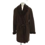  Fendi simeFENDISSIME меховое пальто 36 чай цвет Brown шелк мех ягненка мех воротник длинный рукав /LP #GY18 женский 